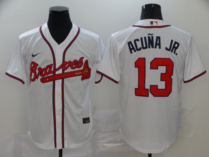 Men Atlanta Braves #13 Acuna jr White Nike Game MLB Jerseys